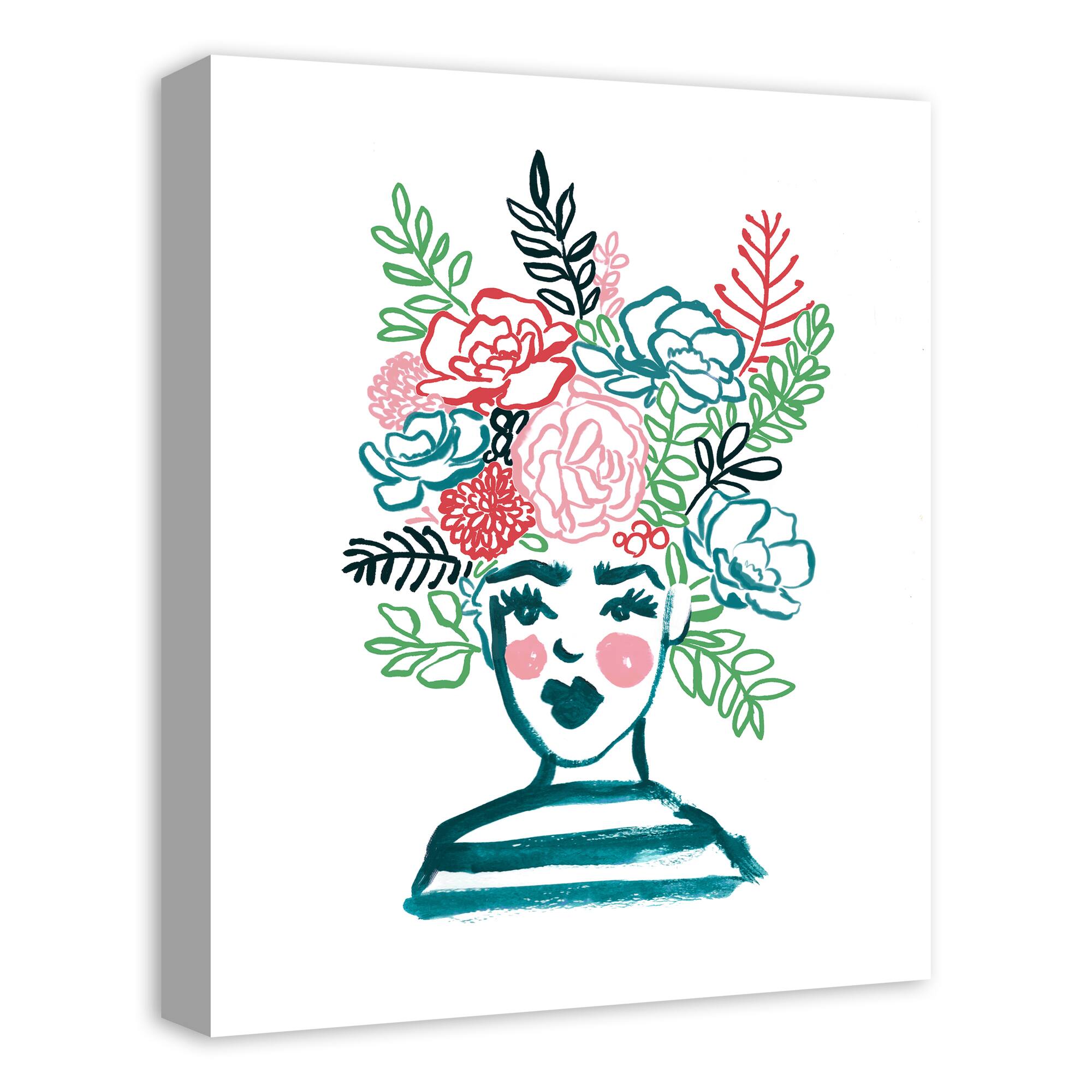 Flower Head Woman Canvas Wall Art